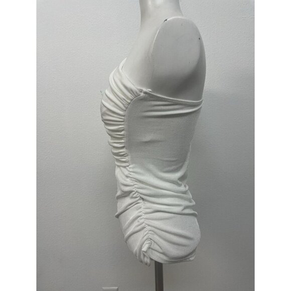 Red By BKE White One Shoulder Asymmetric Gathered Top Womens Size M - Picture 2 of 15